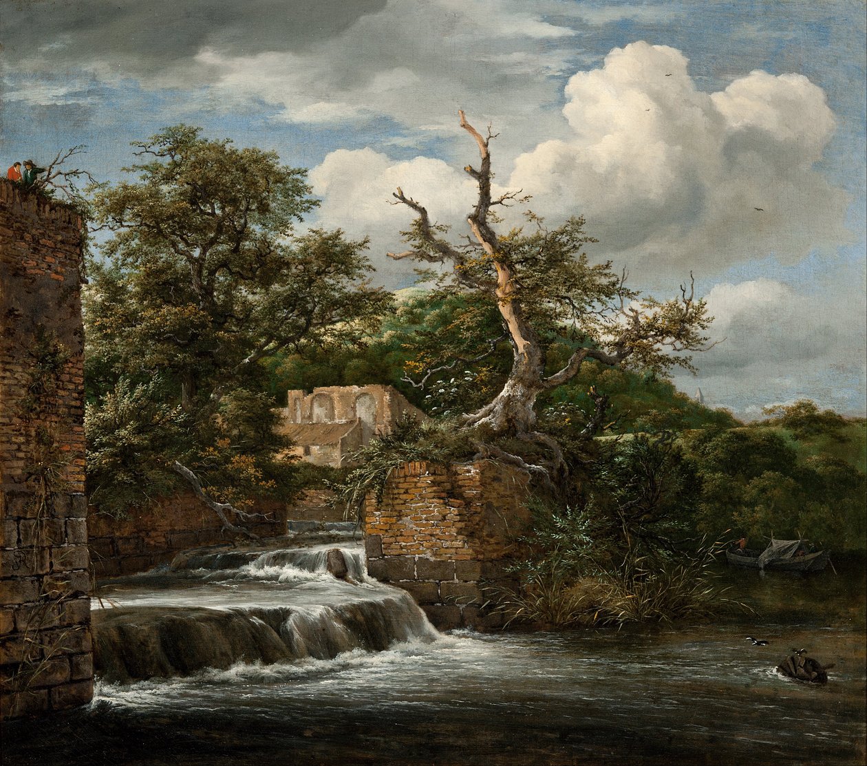 Maisema, jossa on myllynjuoksu ja rauniot tekijältä Jacob van Ruisdael