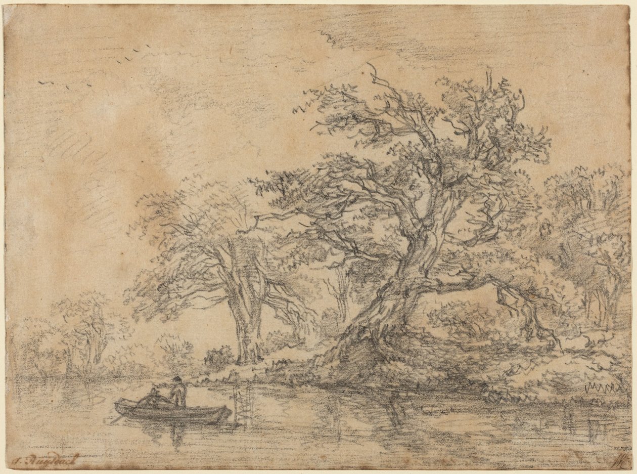 Vanhoja puita penkereellä tekijältä Jacob van Ruisdael