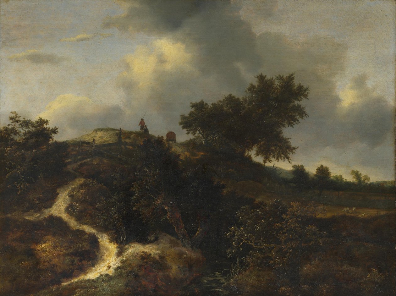 Puiden peittämä hiekkakumpu tekijältä Jacob van Ruisdael