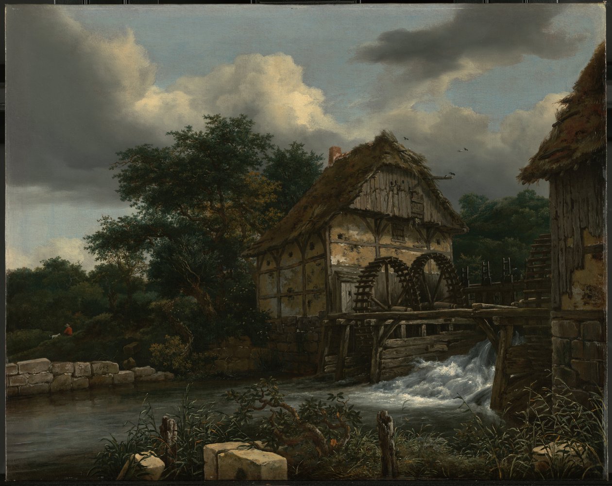 Kaksi vesimyllyä ja avoin sulku tekijältä Jacob van Ruisdael