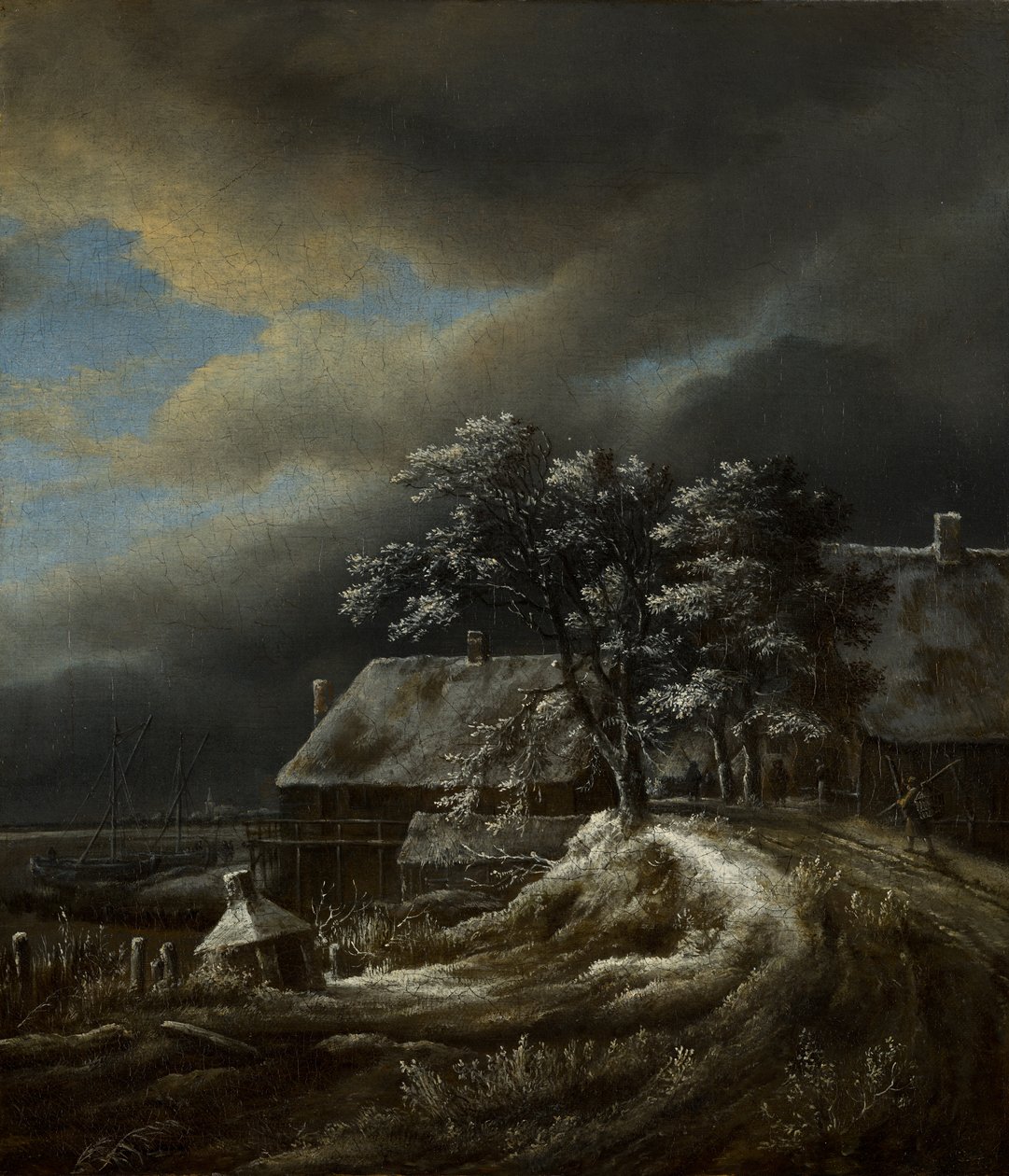 Talvimaisema ja satama tekijältä Jacob van Ruisdael