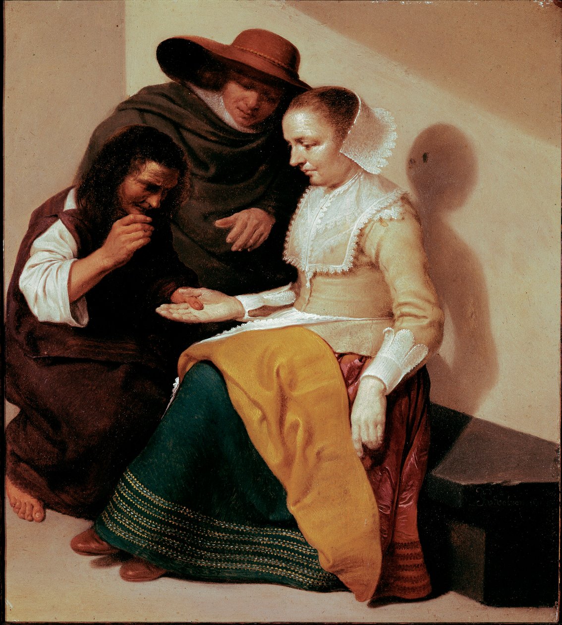 Ennustaja Jacob Van Velsenin maalaus (1625-n. 1656 jälkeen) 1631 Su. 26x23 cm Pariisi, musee du Louvre - Ennustaja, Jacob Van Velsen (1625-n. 1656 jälkeen). Öljy kuparille, 26 x 23 cm tekijältä Jacob van Velsen