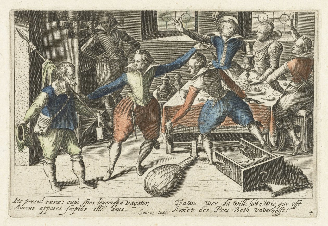 Studentenfeest Ikonografisten vitsien mestari opiskelijoiden keskuudessa (...) (sarjan nimi) tekijältä Jacob van der Heyden