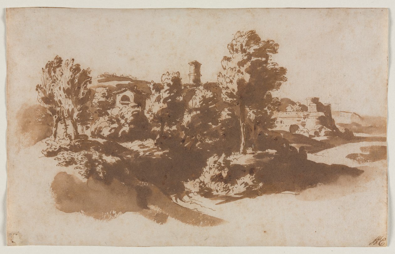 Maisema linnoituksella Marinon ja Frascatin välillä, n. 1650. tekijältä Jacob van der Ulft