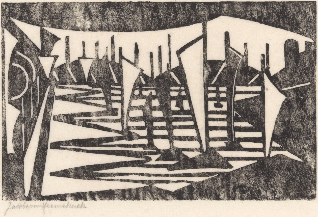 Koostumus (Veneet satamassa) tekijältä Jacoba van Heemskerck (signed by artist)