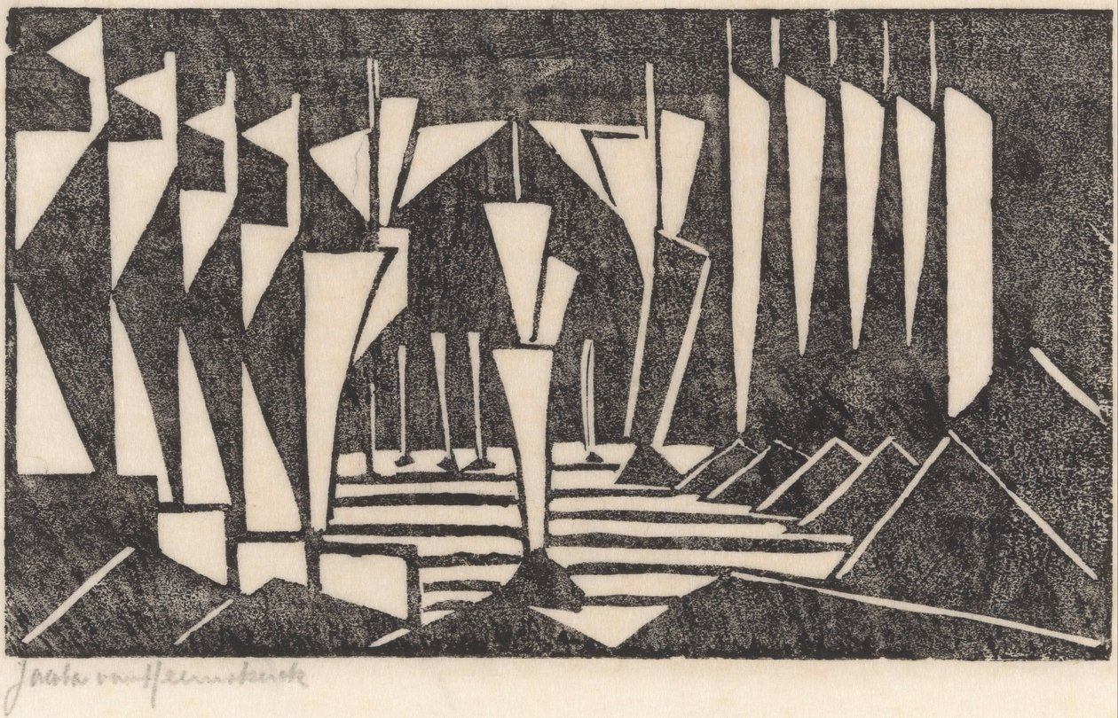 Koostumus (purjehdus järvellä) tekijältä Jacoba van Heemskerck (signed by artist)