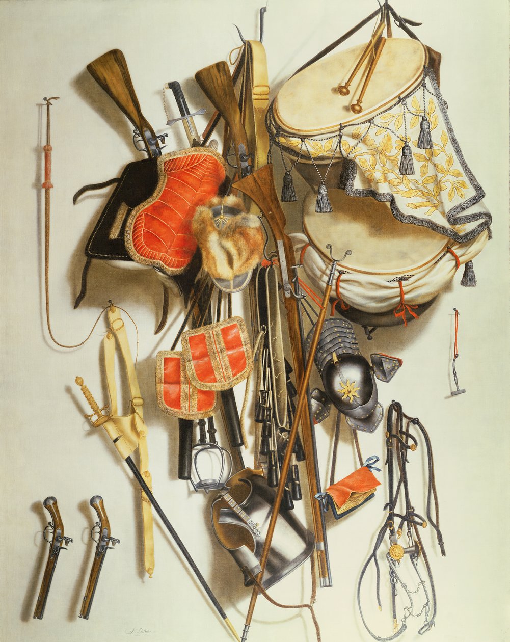 Trompe L`Oeil of Military Equipment (öljy) tekijältä Jacobus Biltius