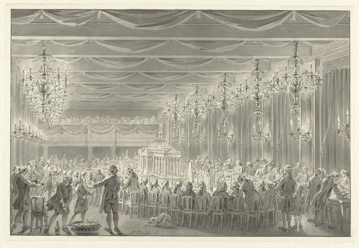 Alliance-ateria Amsterdamissa, 1786 tekijältä Jacobus Buys (signed by artist)