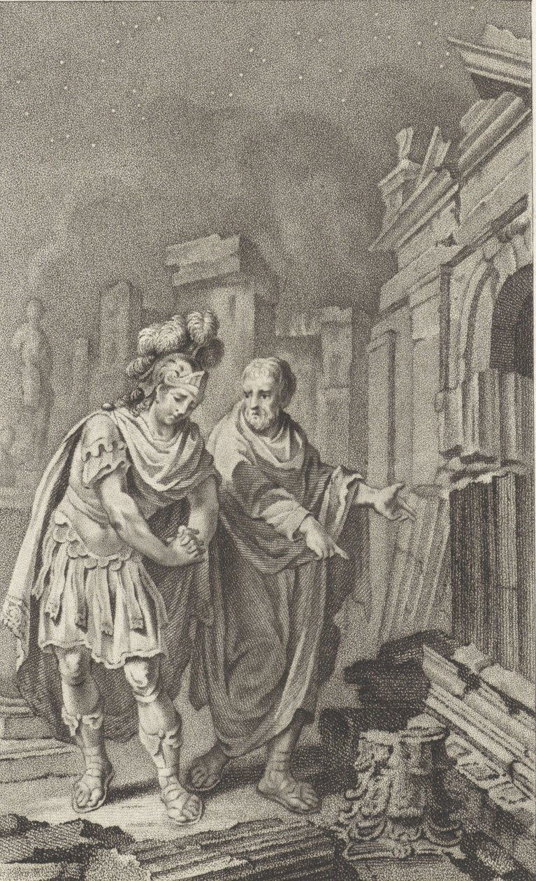 Scipio Aemilianus ennen Karthagon raunioita Polybiuksen seurassa, 1797. tekijältä Jacobus Buys