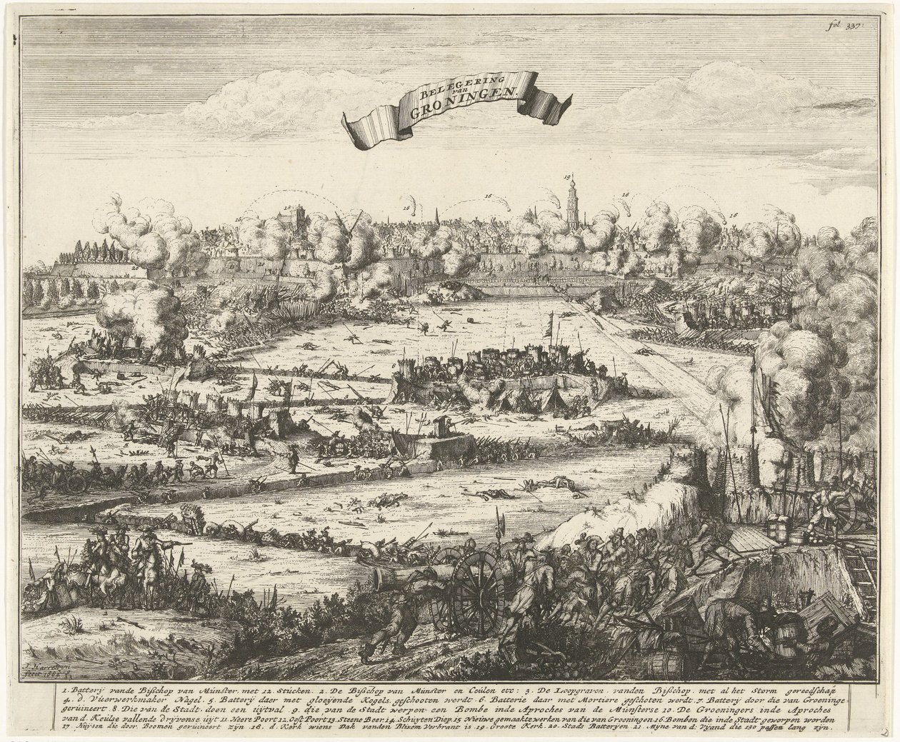 Groningenin piiritys, 1672 Groningenin piiritys (otsikko esineessä) tekijältä Jacobus Harrewijn