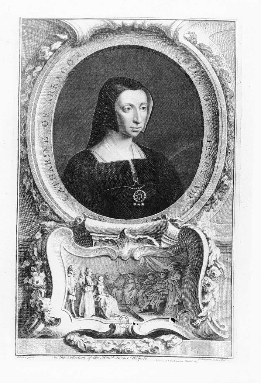 Katariina Aragonilaisen muotokuva, 1743 tekijältä Jacobus Houbracken