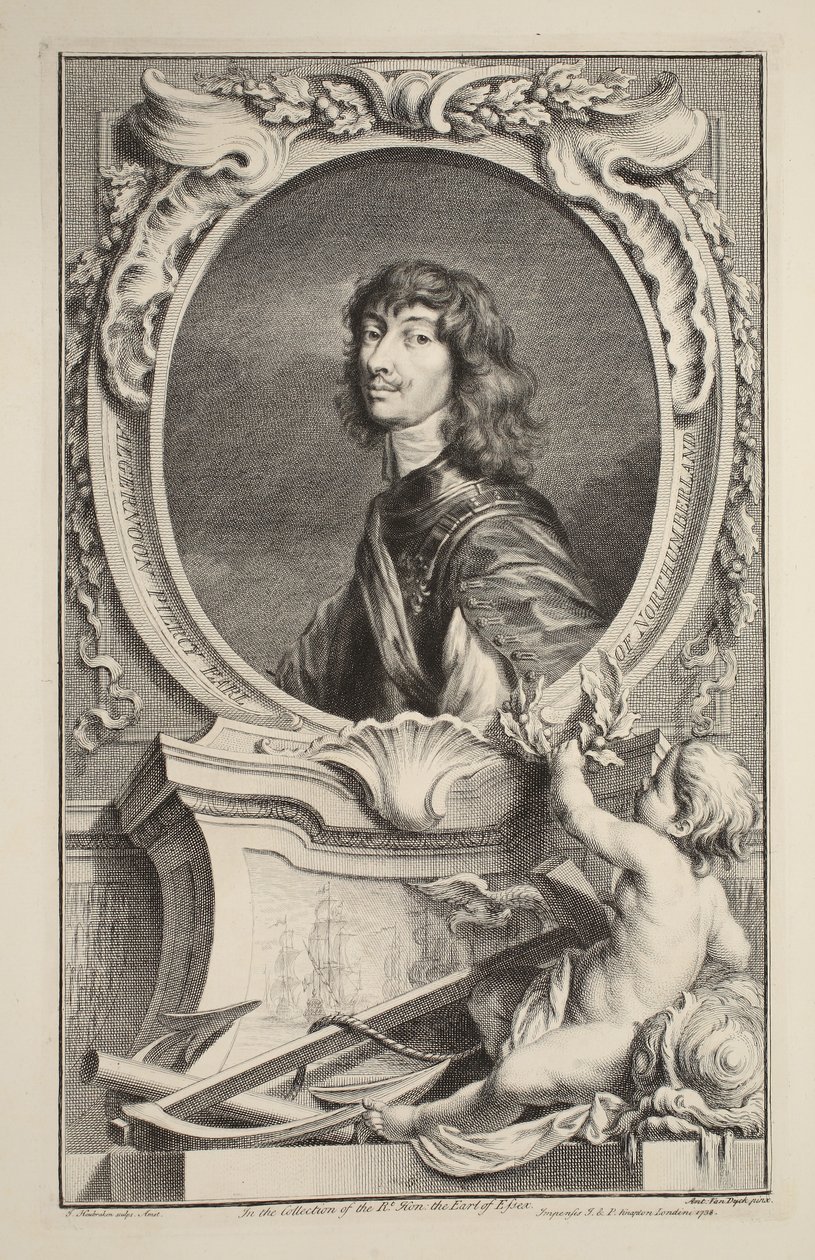 Muotokuva Algernon Percystä, Earl of Northumberlandista, kuvitus teoksesta Heads of Illustrious Persons of Great Britain, pub. kirjoittanut Knapton, Lontoo 1742 tekijältä Jacobus Houbraken