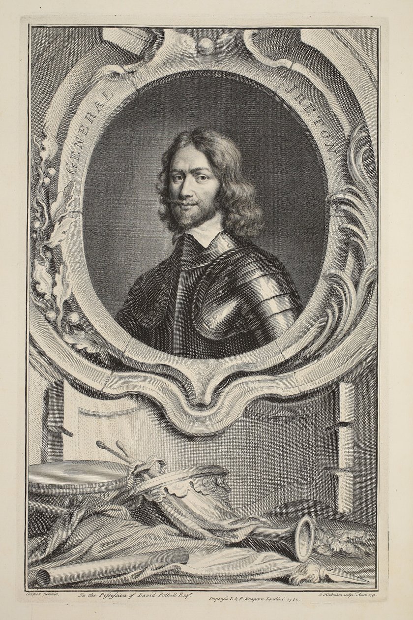 Kenraali Iretonin muotokuva, kuvitus teoksesta Heads of Illustrious Persons of Great Britain, pub. kirjoittanut Knapton, Lontoo 1742 tekijältä Jacobus Houbraken