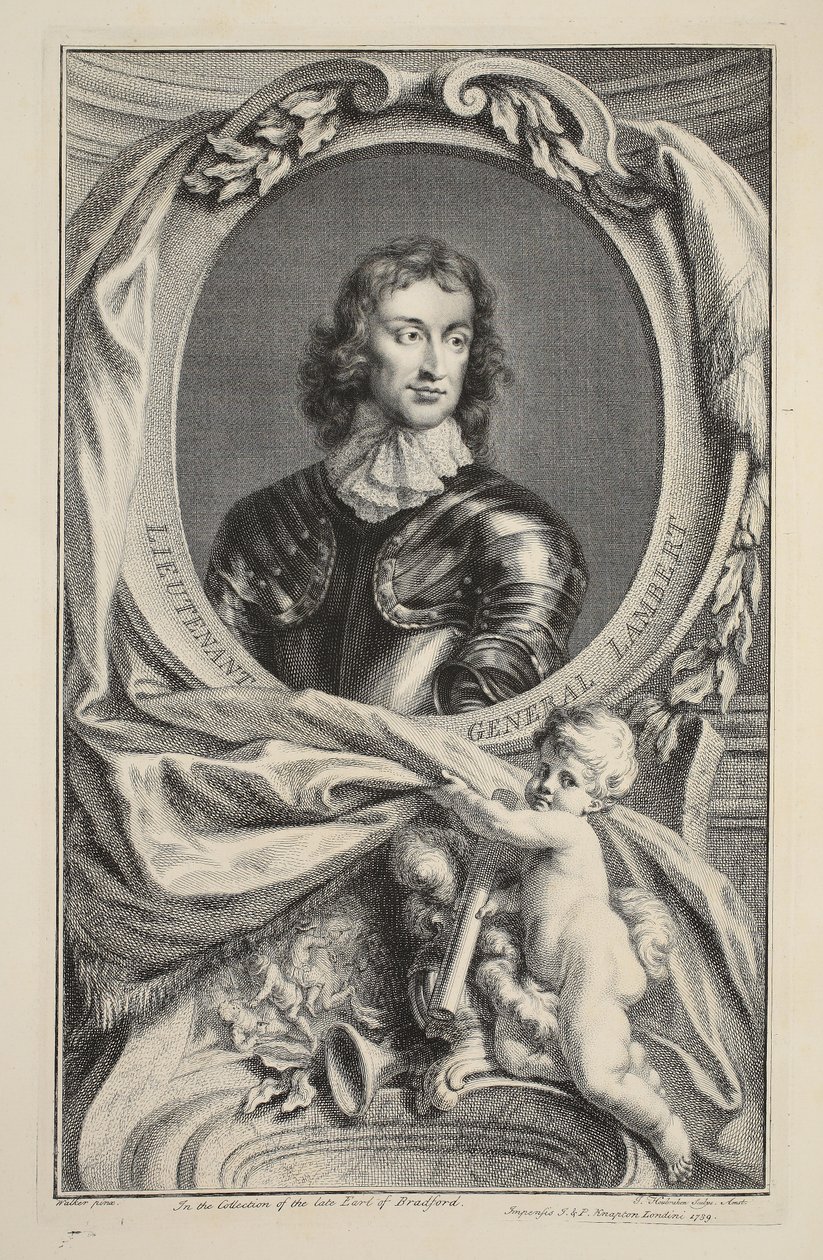 Kenraaliluutnantti Lambertin muotokuva, kuvitus teoksesta "Heads of Illustrious Persons of Great Britain", julkaisija Knapton, Lontoo 1742. tekijältä Jacobus Houbraken
