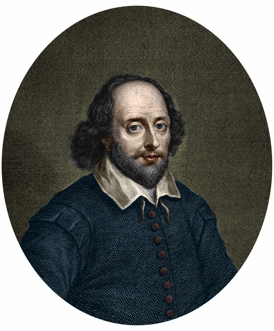 William Shakespearen (1564-1616), englantilaisen kirjailijan muotokuva. Kaiverrus Jacobus Houbraken 1747. tekijältä Jacobus Houbraken