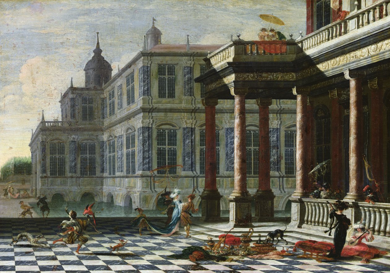 Italialainen palatsi terassilla (öljy kankaalle) tekijältä Jacobus Saeys
