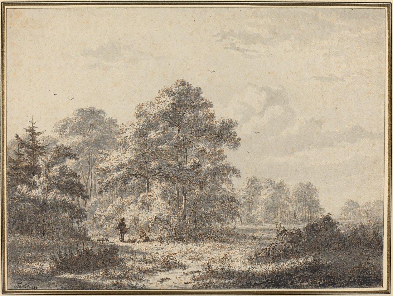 Metsästäjät metsän reunalla tekijältä Jacobus Theodorus Abels