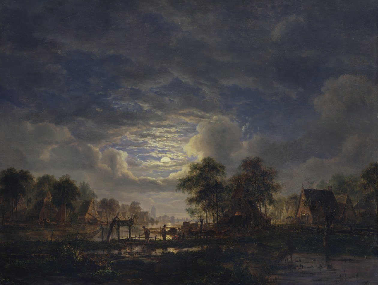 Kylä kanavan varrella, 1840 tekijältä Jacobus Theodorus Abels