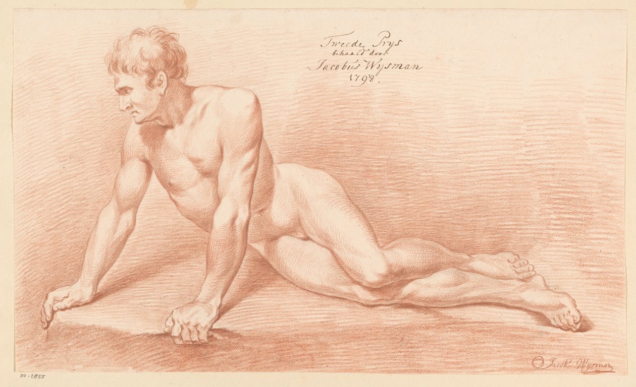Istuva alaston mies edestä katsottuna (2. palkinto 1798) tekijältä Jacobus Wijsman