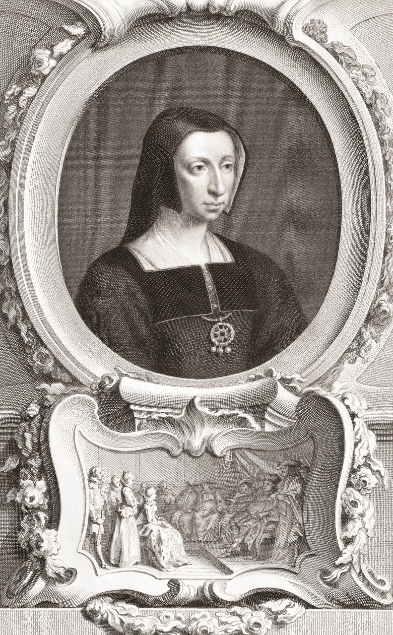 Louise Savoysta (1476-1531) ranskalainen aatelis ja valtionhoitaja, Auvergnen ja Bourbonin herttuatar, Nemoursin herttuatar ja kuningas Francis I:n äiti (kaiverrus) tekijältä Jacobus and Vertue George Houbraken