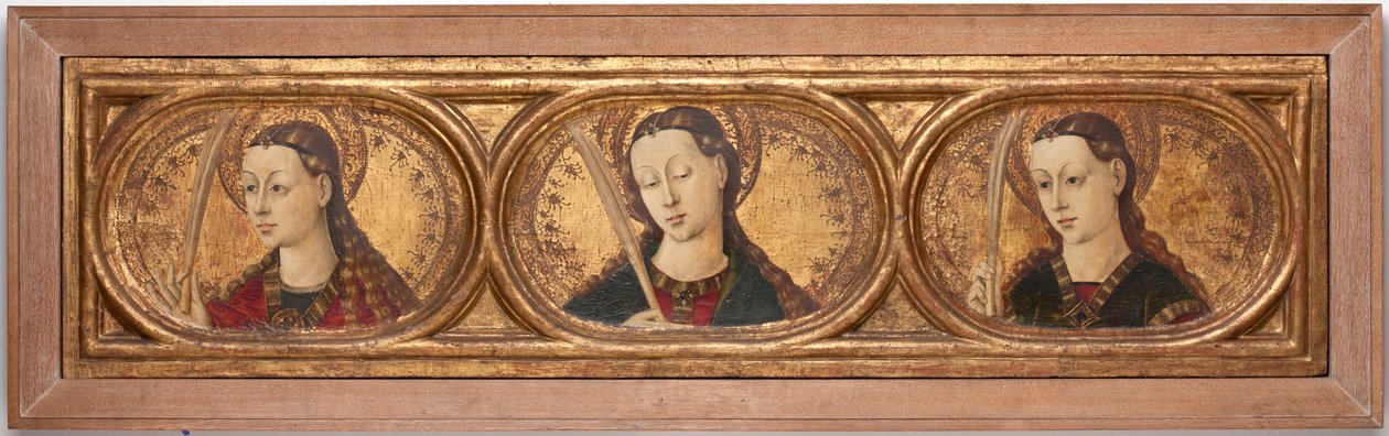 Kolme neitsytmarttyyria (maali puulevylle) tekijältä Jacomart c.1413 61 Baco