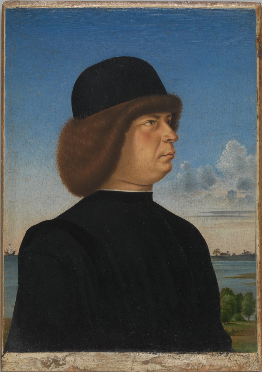 Muotokuva Alvise Contarinista(); (kääntöpuolella) Sidottu sepeli. tekijältä Jacometto Veneziano