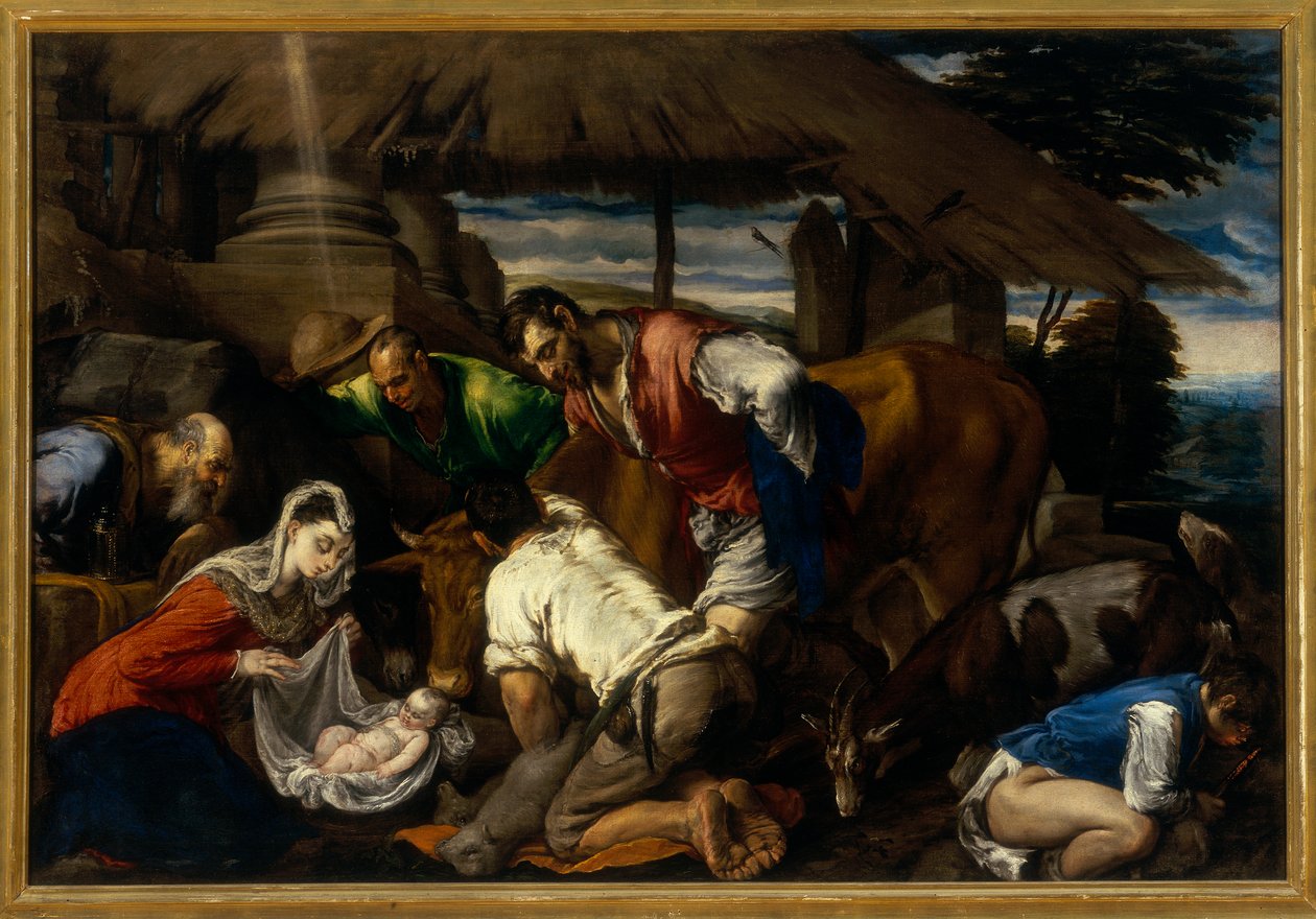 Paimenten palvonta, n. 1562 tekijältä Jacopo Bassano