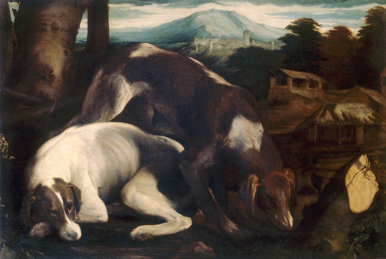 Kaksi koiraa tekijältä Jacopo Bassano