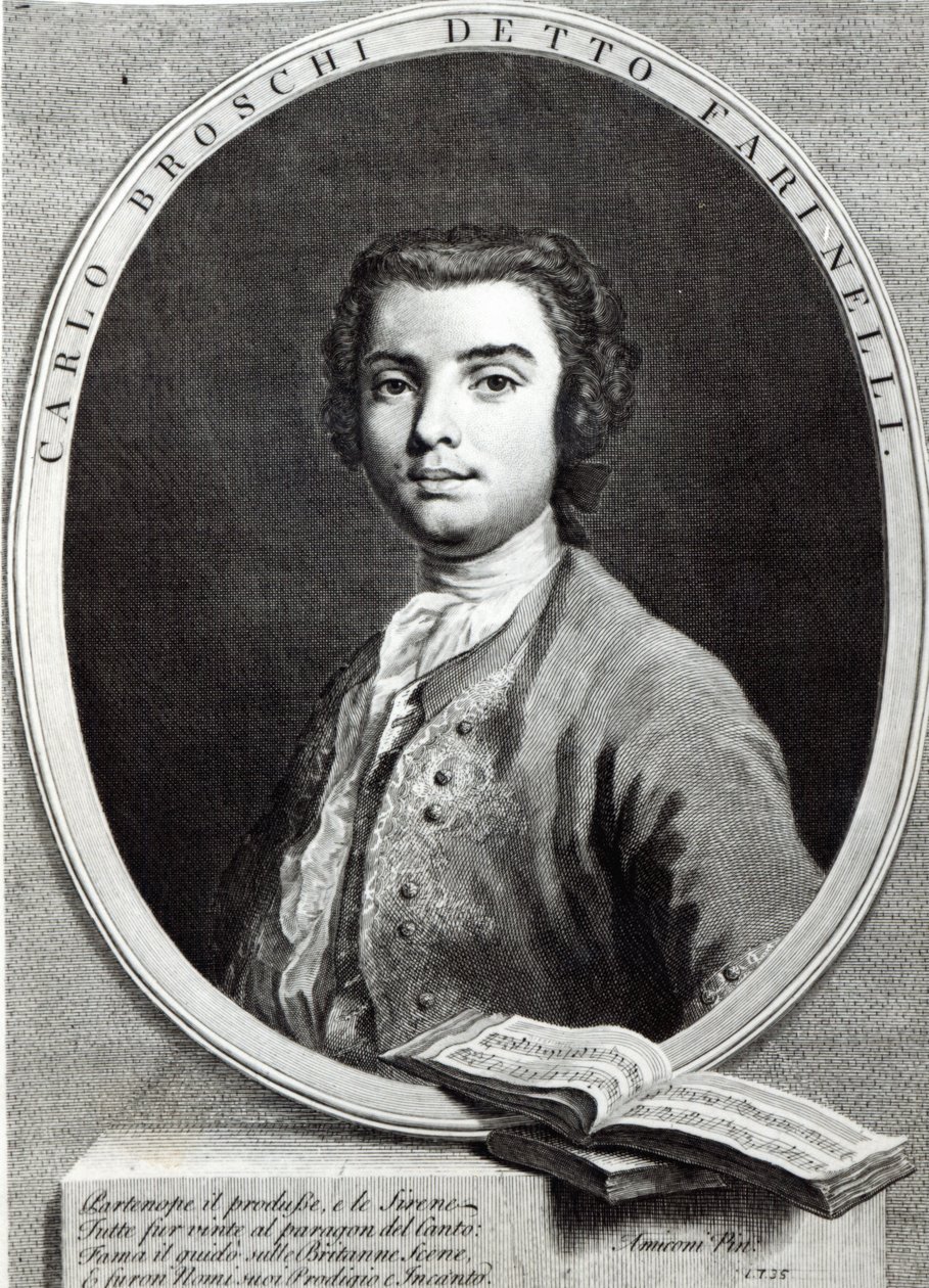 Carlo Broschi, 1735 (viivakaiverrus) tekijältä Jacopo Amigoni