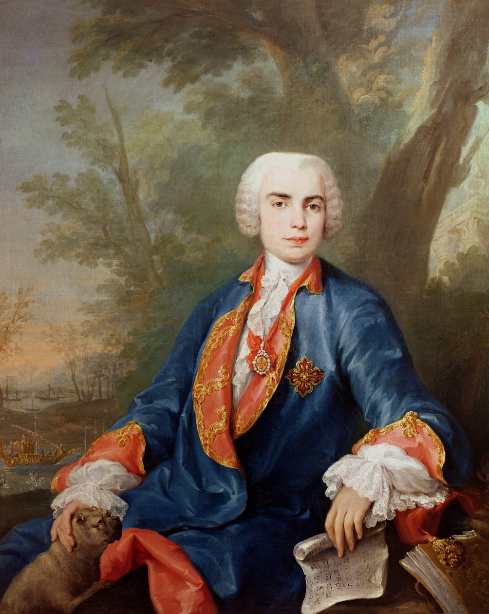 Muotokuva Carlo Broschista, nimeltään "Il Farinelli", italialainen kastralaulaja tekijältä Jacopo Amigoni