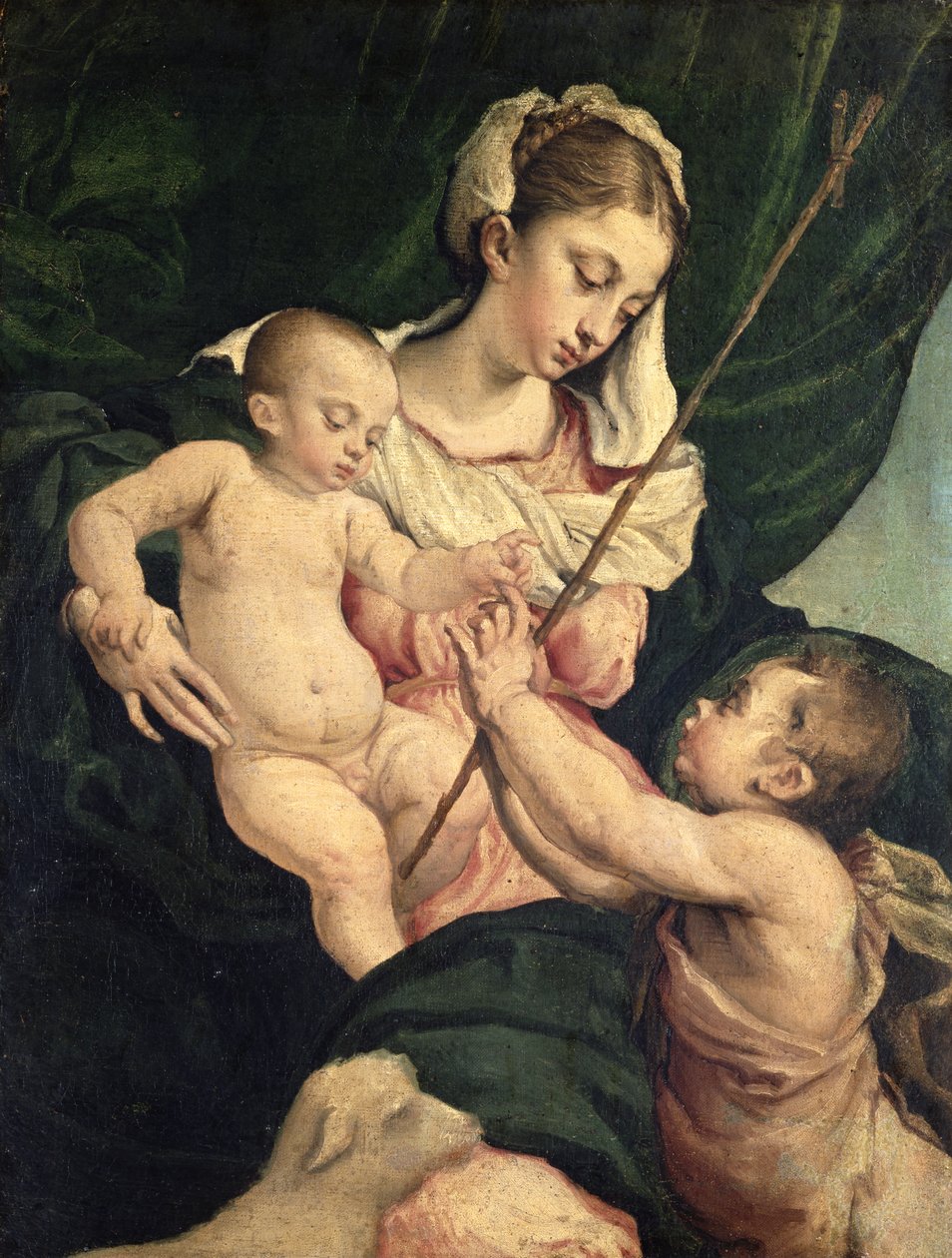 Madonna ja lapsi Pyhän Johanneksen kanssa, n. 1570 tekijältä Jacopo Bassano