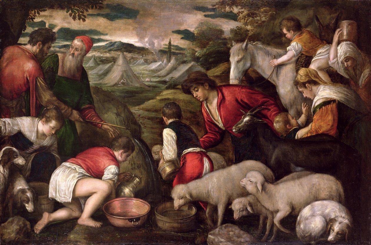 Mooses iskee vettä kalliolta tekijältä Jacopo Bassano