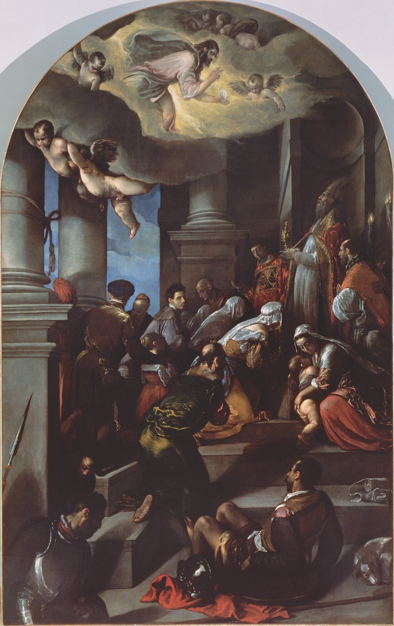 St. Eleutherius siunaa hurskasta (alttaritaulu) tekijältä Jacopo Bassano