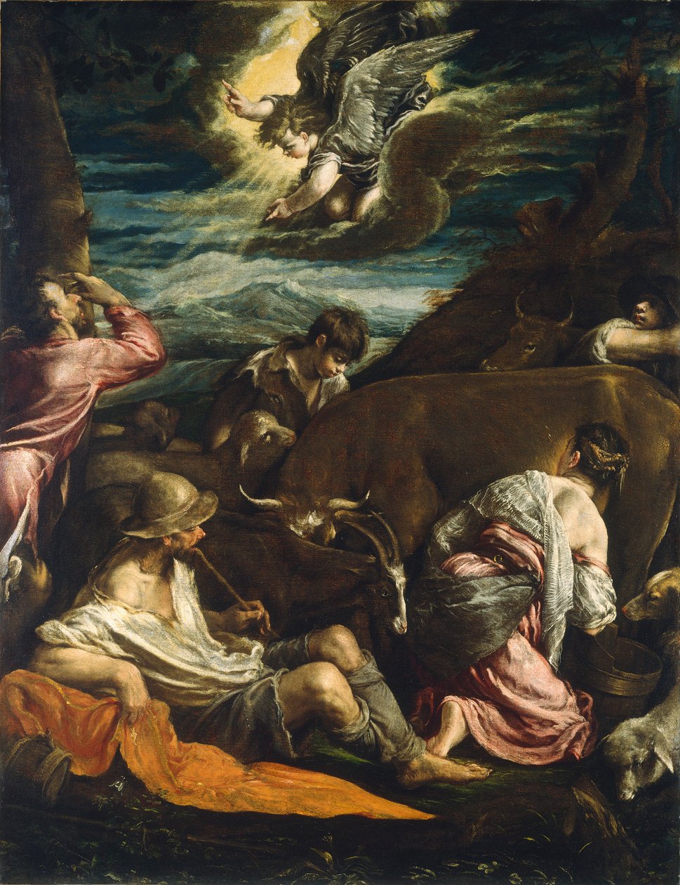 Ilmestyskirja paimenille, n.15551560. tekijältä Jacopo Bassano