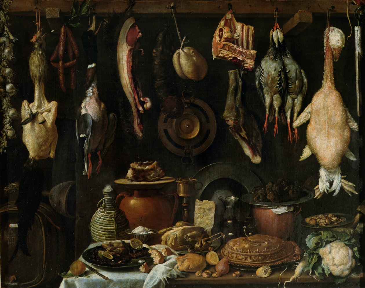 Riistalintujen asetelma, 1624 tekijältä Jacopo Chimenti Empoli