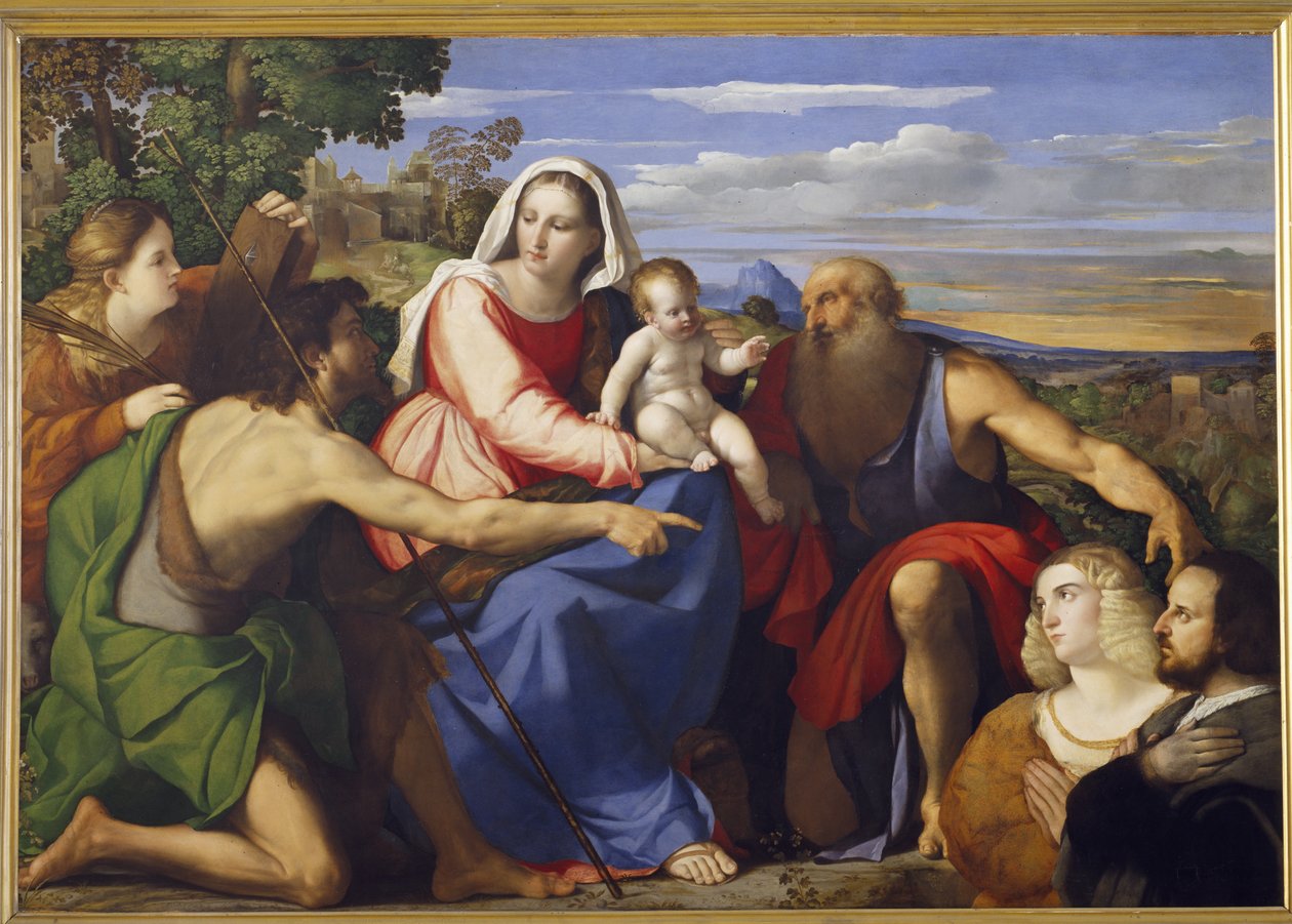 Sacra Conversazione Pyhän Katariinan, Johannes Kastajan ja kahden lahjoittajan kanssa tekijältä Jacopo Palma