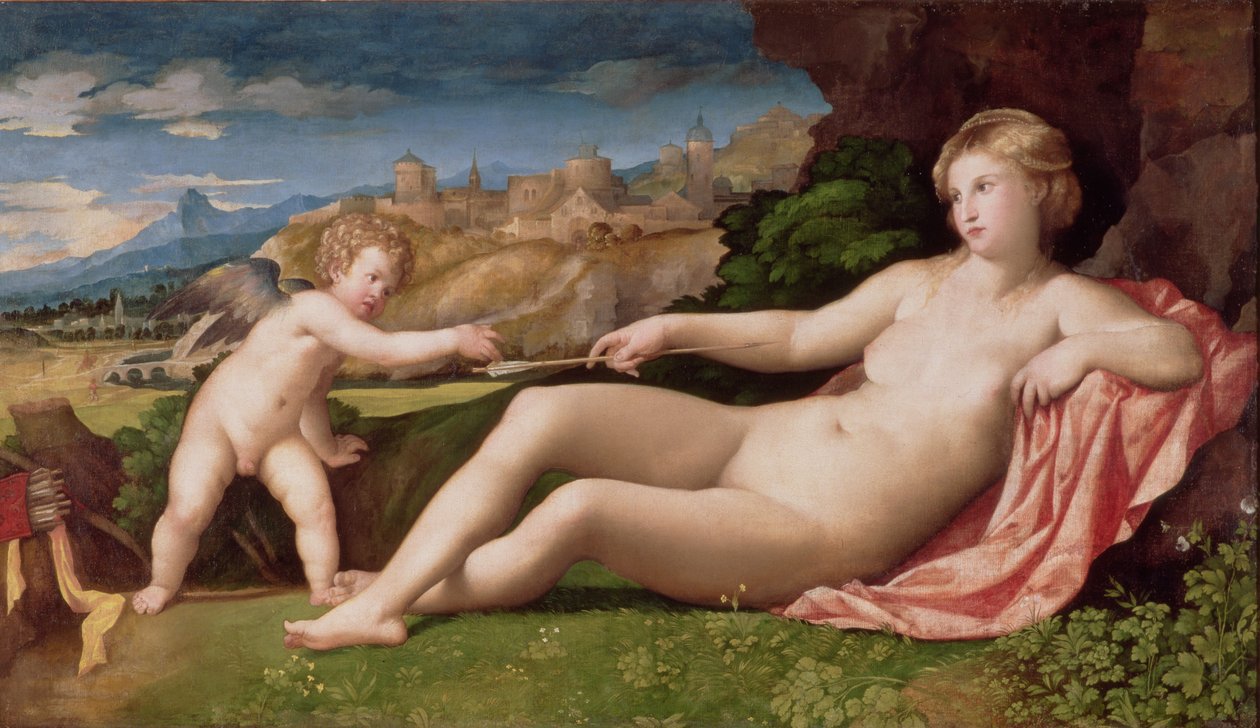 Venus ja Cupid, n. 1523-24 tekijältä Jacopo Palma