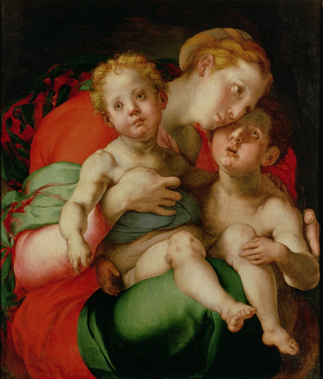 Madonna ja lapsi vauvan kanssa Pyhän Johannes Kastajan kanssa (paneeli) tekijältä Jacopo Pontormo