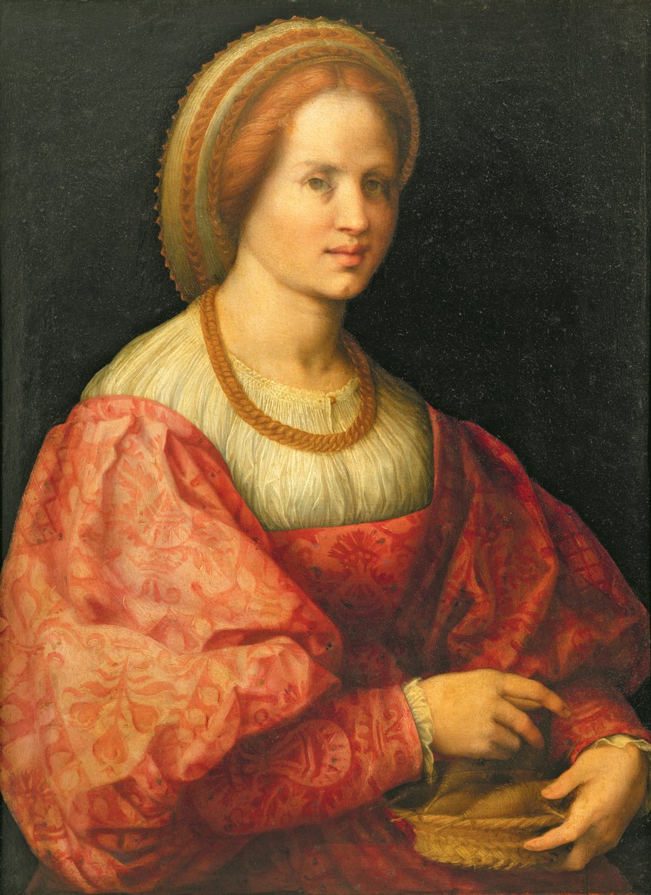 Muotokuva naisesta, jolla on karakori, n. 1514-17 tekijältä Jacopo Pontormo