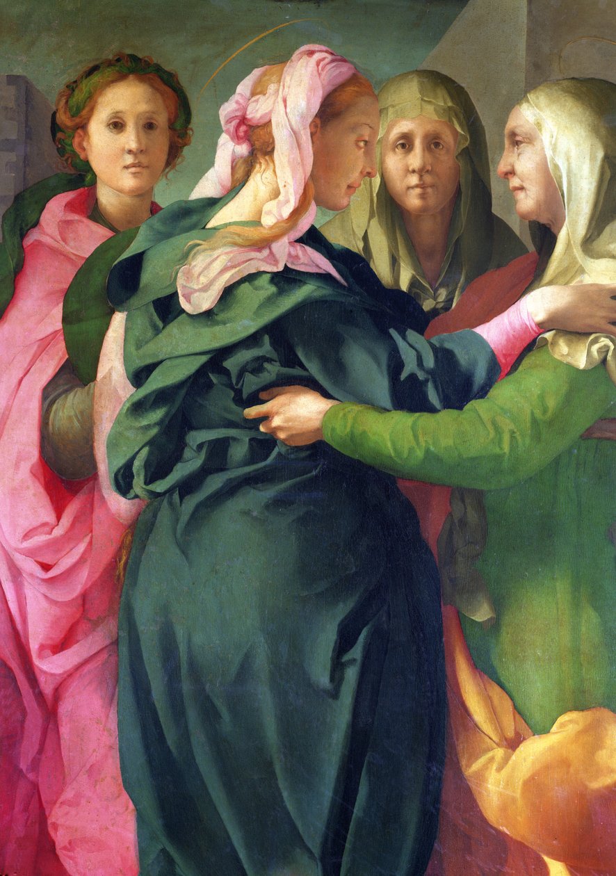 Vierailu, 1528-30, fresko 60438, yksityiskohta, 1528-30 tekijältä Jacopo Pontormo
