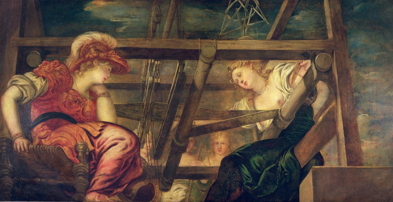 Athene ja Arachne, n. 1475-1485 tekijältä Jacopo Robusti Tintoretto