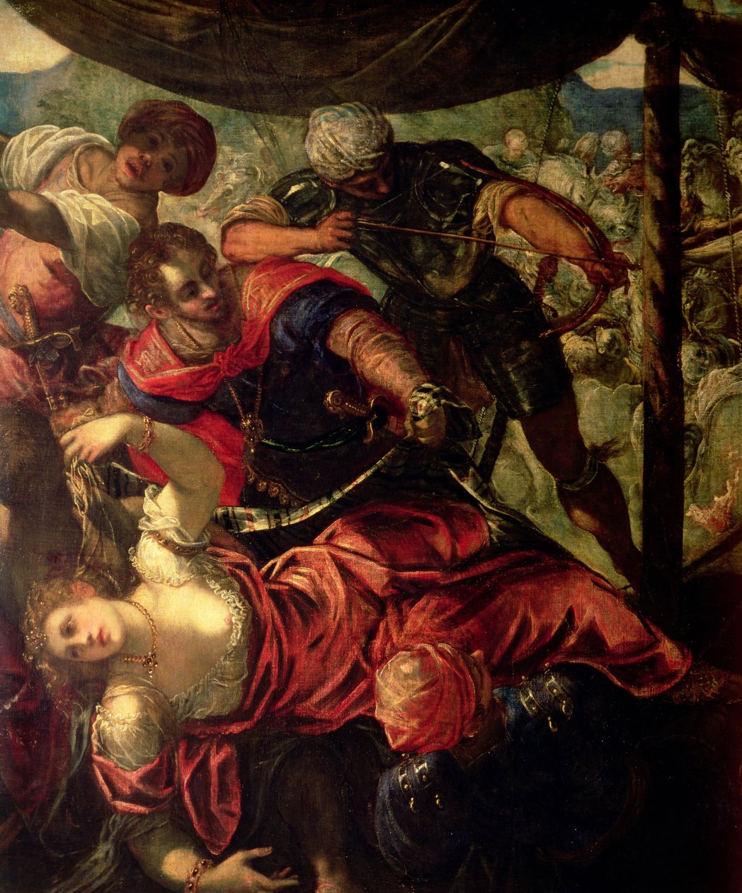 Taistelu turkkilaisten ja kristittyjen välillä, n. 158889 (yksityiskohta 38671) tekijältä Jacopo Robusti Tintoretto