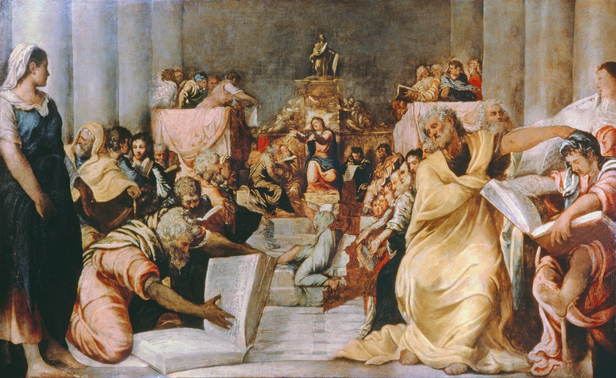Kristus lääkäreiden joukossa, 1540-luvun alku tekijältä Jacopo Robusti Tintoretto