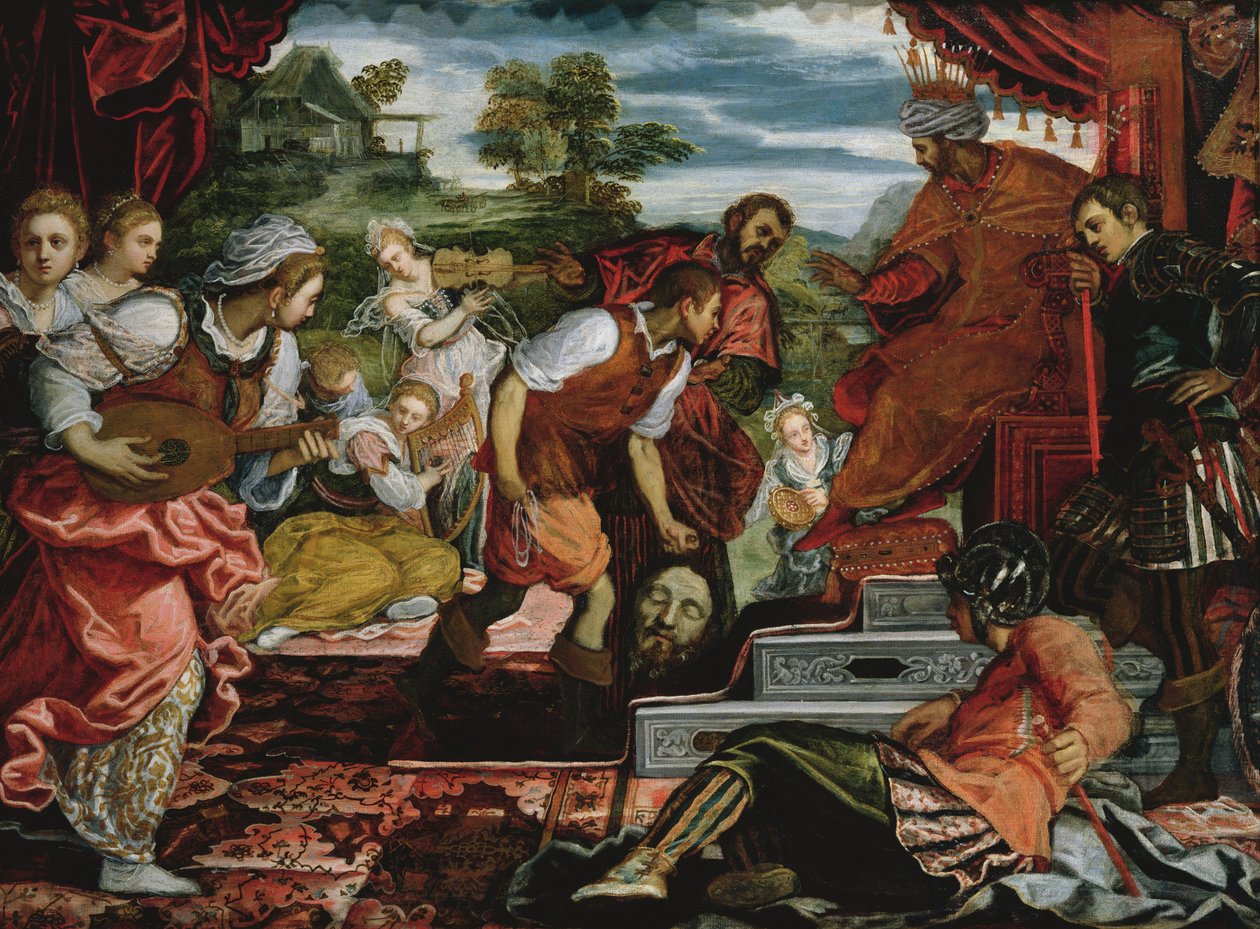 Daavid ja Goljat öljy kankaalle tekijältä Jacopo Robusti Tintoretto