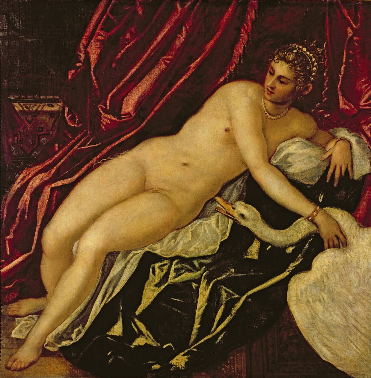 Leda ja joutsen, n. 1545-47 (yksityiskohta) tekijältä Jacopo Robusti Tintoretto