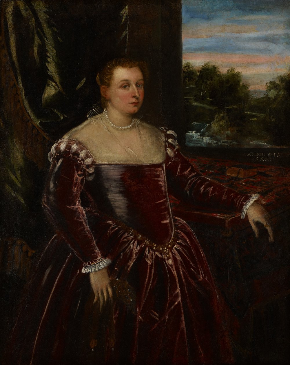 Dogaressa Morosina Morosinin muotokuva, 1570-80 tekijältä Jacopo Robusti Tintoretto
