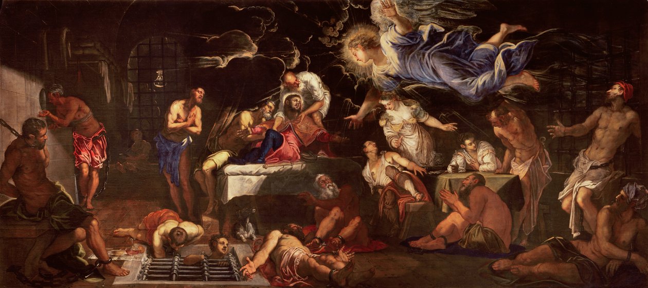 Saint Roch vangittu, noin 1575 tekijältä Jacopo Robusti Tintoretto