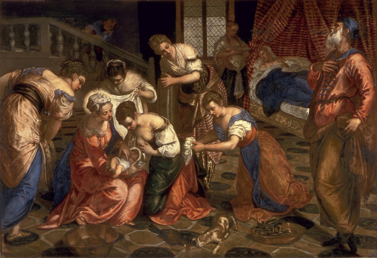 Pyhän Johannes Kastajan syntymä, 1550-59 tekijältä Jacopo Robusti Tintoretto