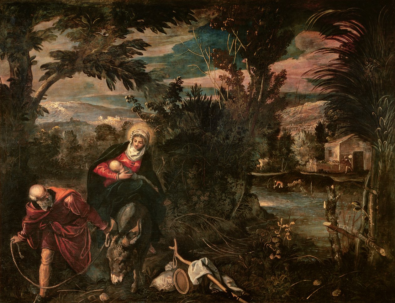 Lento Egyptiin, n. 1575-1577 tekijältä Jacopo Robusti Tintoretto