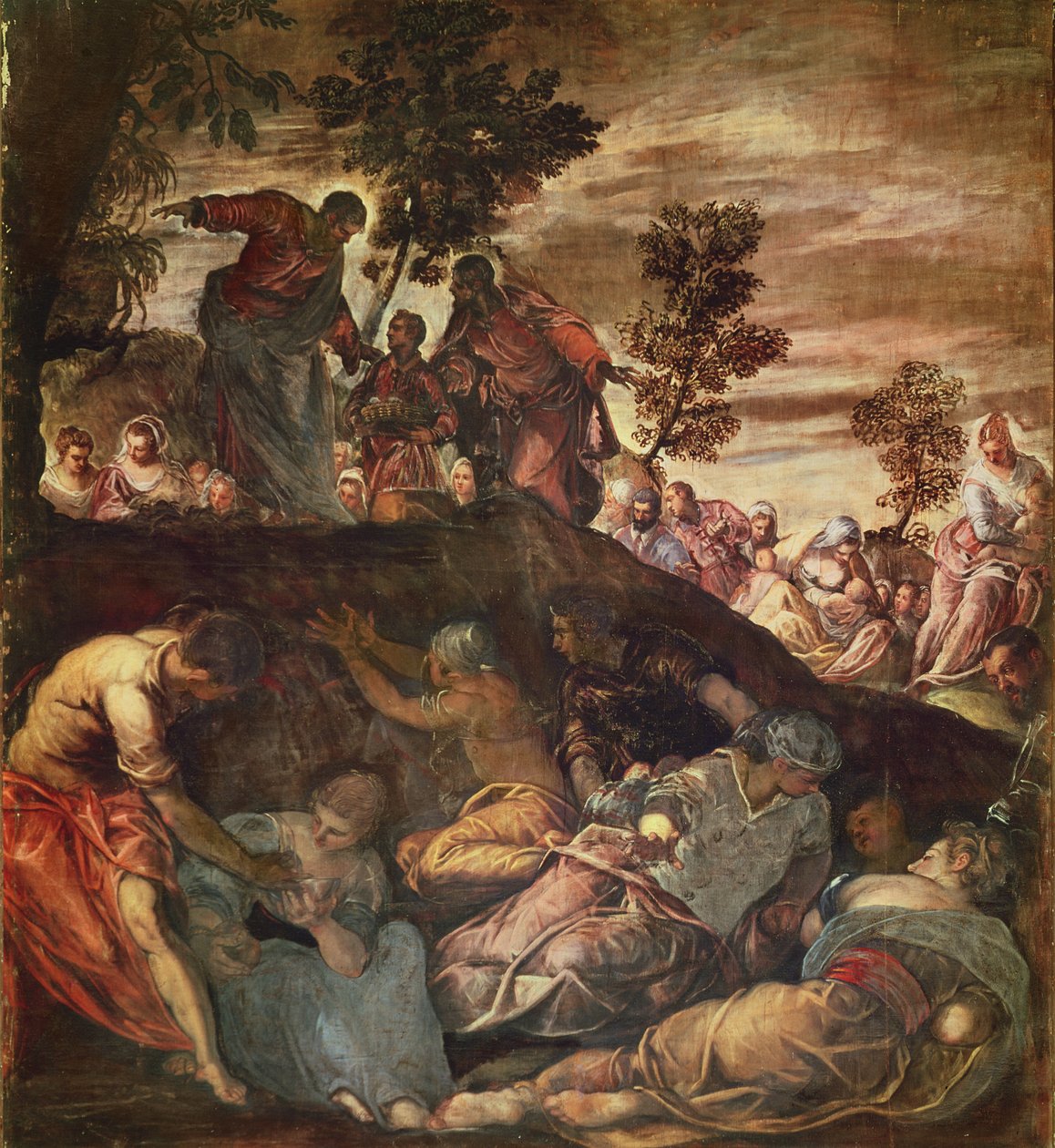 Leipien ja kalojen kertominen, n. 1575 tekijältä Jacopo Robusti Tintoretto